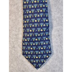 Hermes Tie Egyptian Pharaoh Pyramid Classic Silk Necktie 7616 TA Blue Gold